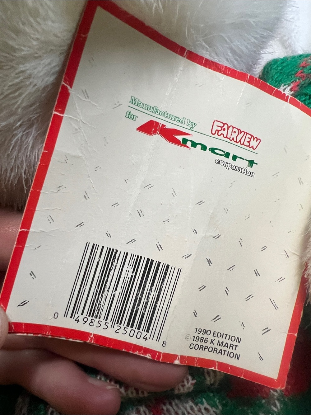 Plush white SantaBear 1990 KMart has tags red green argyle sweater Holiday Bear - Picture 11 of 11